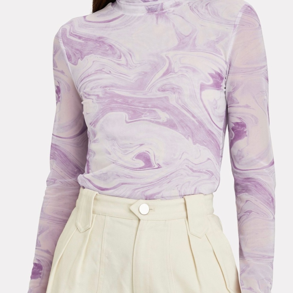 GANNI Marble Mesh Turtleneck